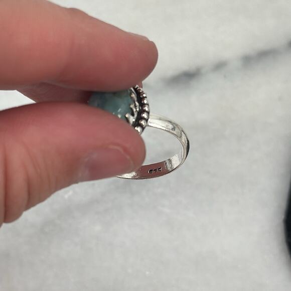 Silver blue stone bohemian ring size 8.5 - Picture 2 of 4